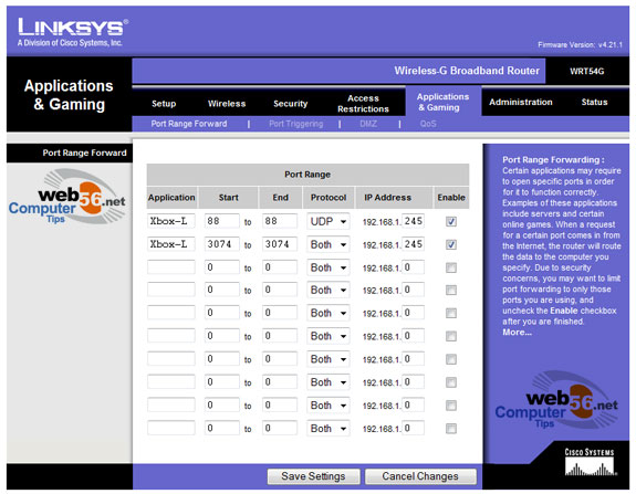 Getting Your XBox to work with XBox Live and a Linksys Router